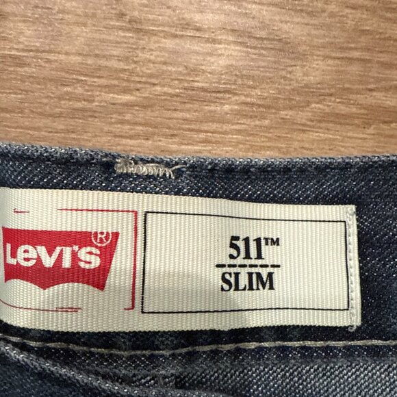 Levis 511 Slim Straight Leg Jeans Womens 16 Blue Dark Wash Mid Rise Zip 28 X 28 - Picture 10 of 14